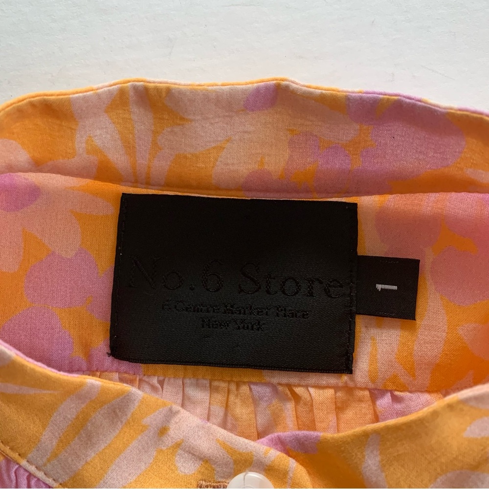No. 6 Peach and Lavender Floral Button-Front Blouse - Picture 4 of 4